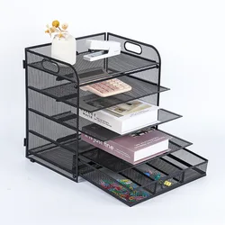 Office Five-story Desktop Metal File Shelf File Data Drawer Type Document Storage Rack File Box