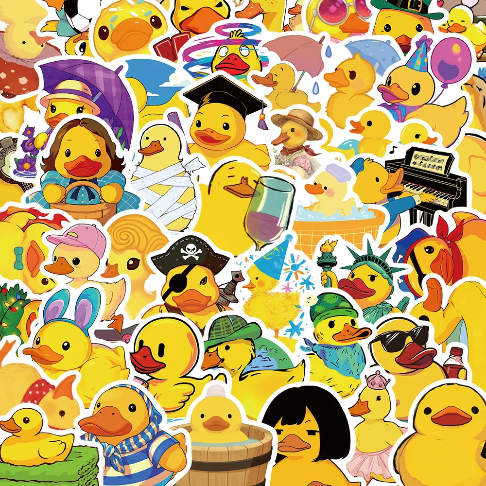 10/30/56Pcs Cute cartoon image of Little Yellow Duck Stickers For Suitcase Skateboard Laptop Luggage Phone Car Styling DIY Decal