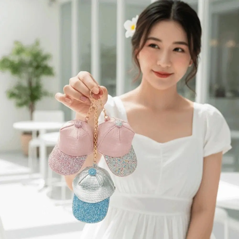 Polyester Baseball Cap Pendant Pouch Rhinestone Crocodile Grain Leather Hat Hanging Bag Anti-splash Water Contrast Color