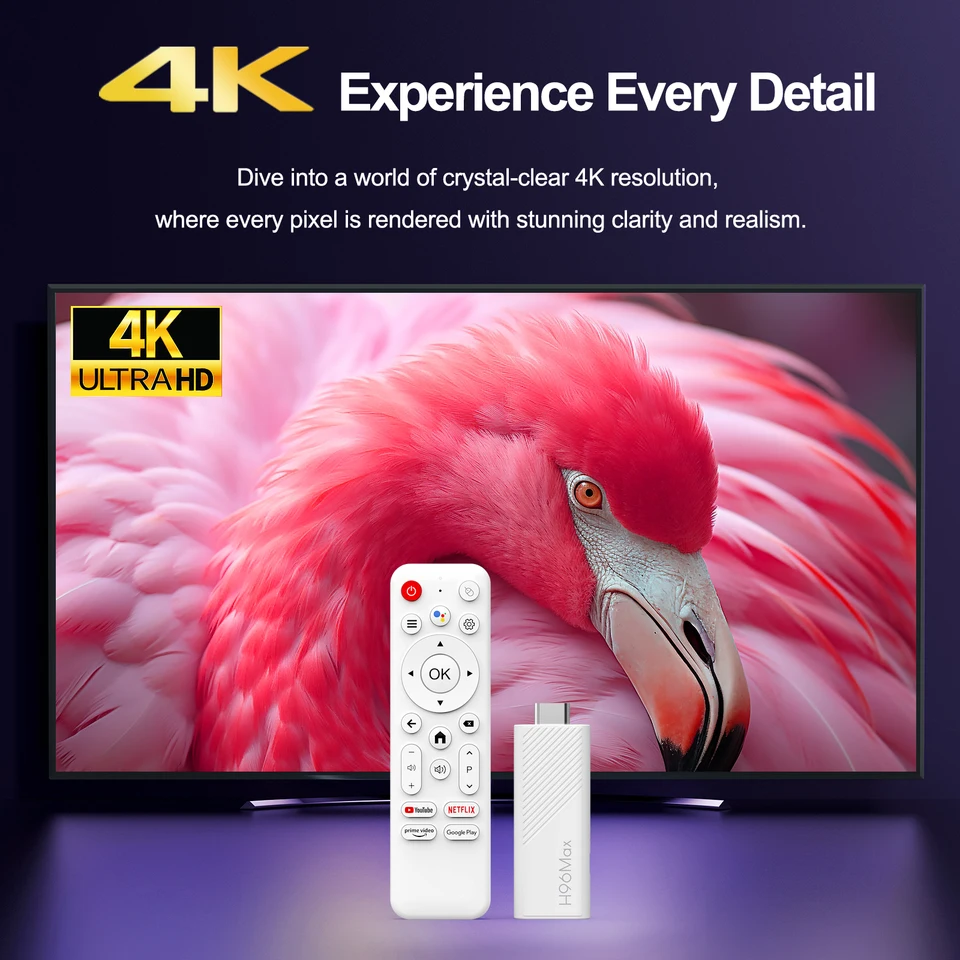 TV Stick Android H96 Max H313 con asistente de voz de Google, TV Box Wifi6 BT5.0 Ultra HD 4K Streaming TV Stick 2GB 16GB 3