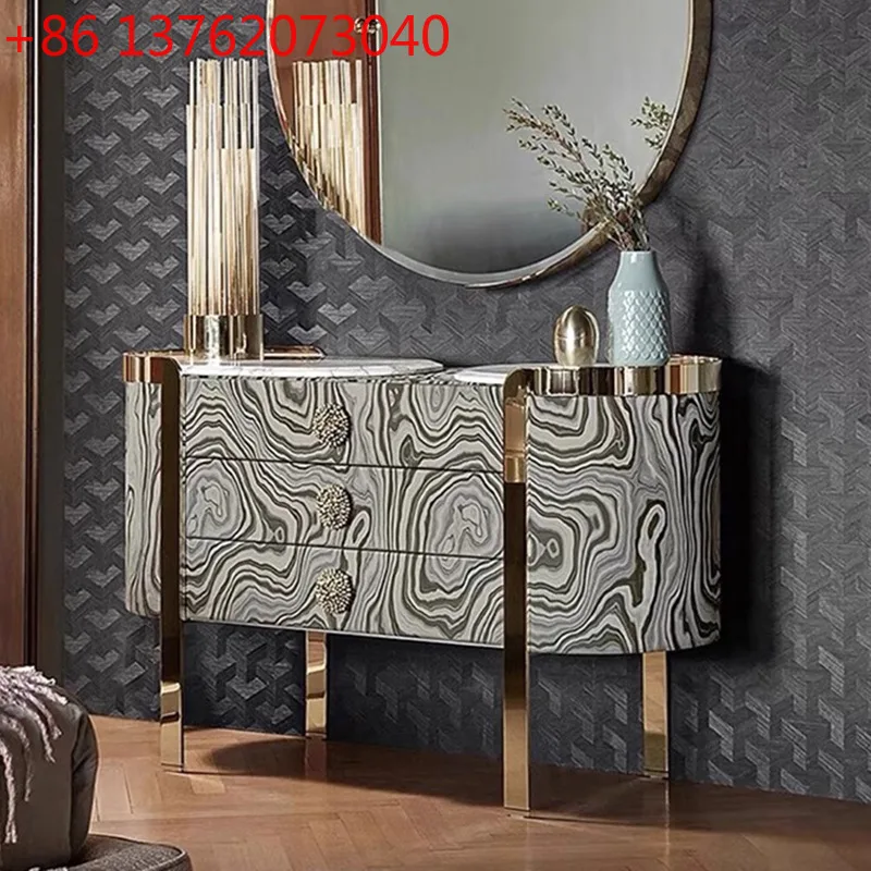 

Italian light luxury painted solid wood porch cabinet corridor wall decoration side cabinet