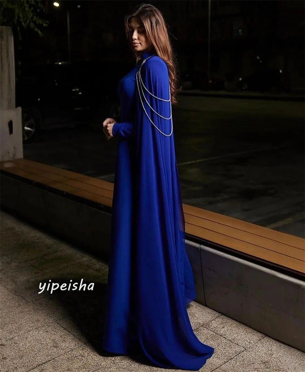 Customized Evening  Sexy Casual  Jersey Beading Ruched Christmas A-line High Collar Bespoke Occasion Gown Long Dresses