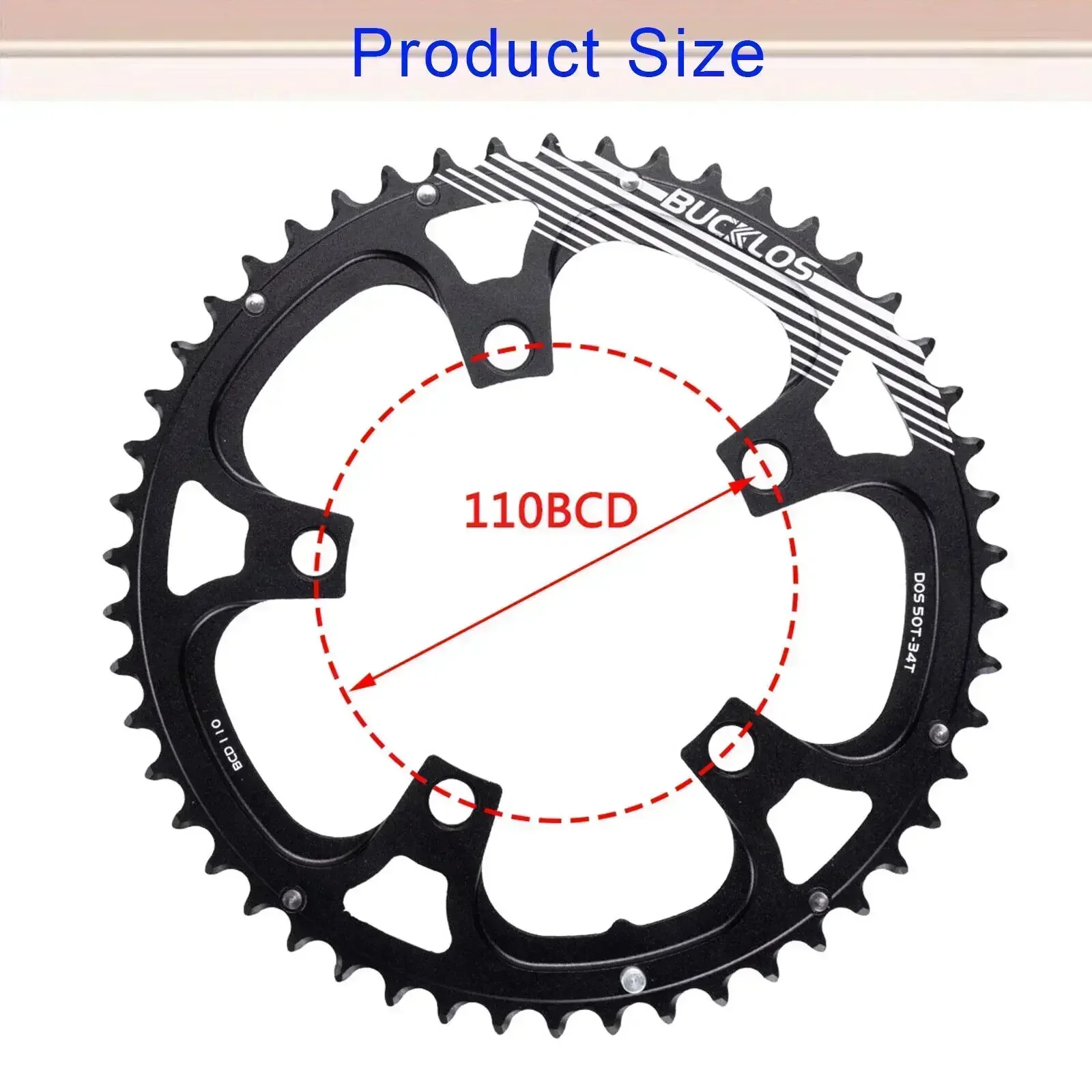 BUCKLOS 110 BCD Chainring Road Bike Double Speed Crown 5 Holes Ultralight Chainring 50/34T 52/36T 53/39T Bicycle Chainwheel