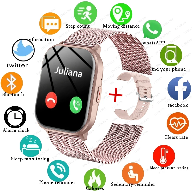 Dla Xiaomi Huawei Samsung 2024 nowy Smartwatch męski damski Tracker do pomiaru ciśnienia krwi Fitness Bluetooth Call Smartwatch Man