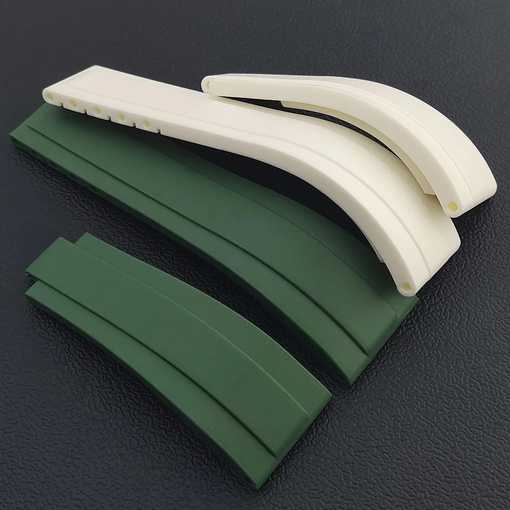 حزام ساعة منحني من السيليكون مقاوم للماء ، إبزيم معدني ، إبزيم قابل للطي ، حزام مطاطي ، 20