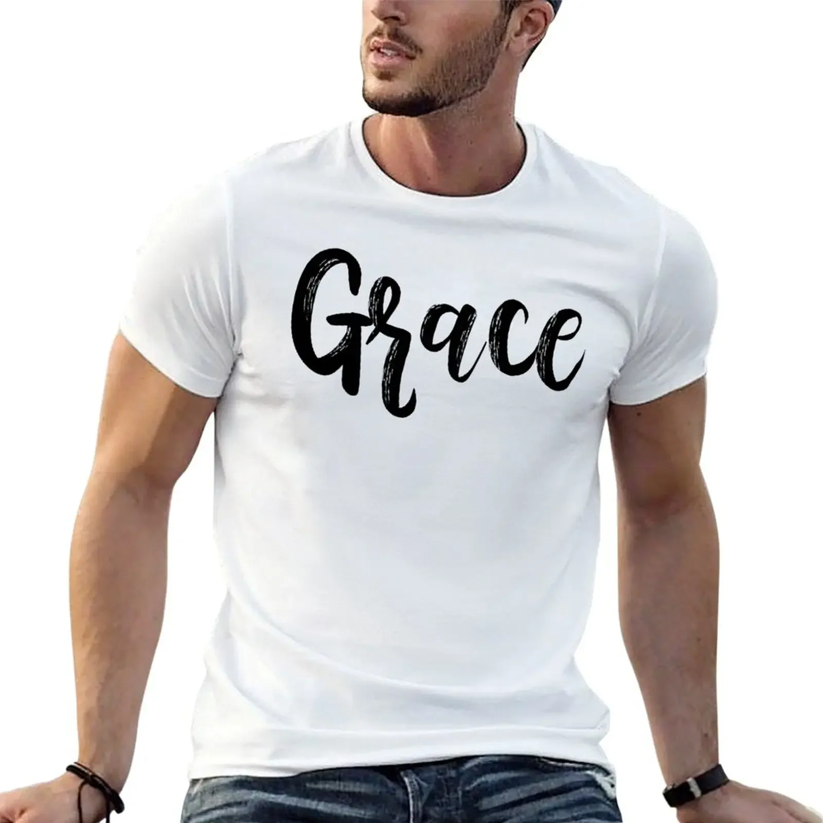 Grace Handwritten Calligraphy T-Shirt tees oversized t shirt valentines boutique clothes mens graphic t-shirts hip hop