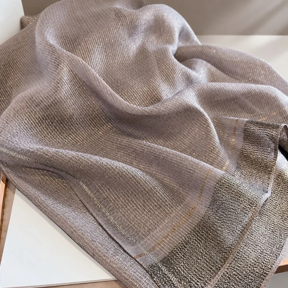 Lightweight Large Size Imitation Silk Scarf Breathable Elegant Border Shawl Wrap Shawl Daily Outfit