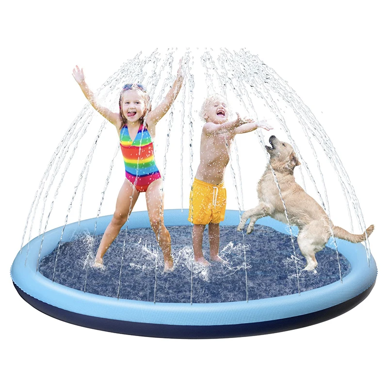 Kids Dog Splash Pad Sprinkler Non Slip Dog Sprinkler Pad Splash Pool Puppy Dog Pool Outdoor Water Toys Backyard  Splash Pad