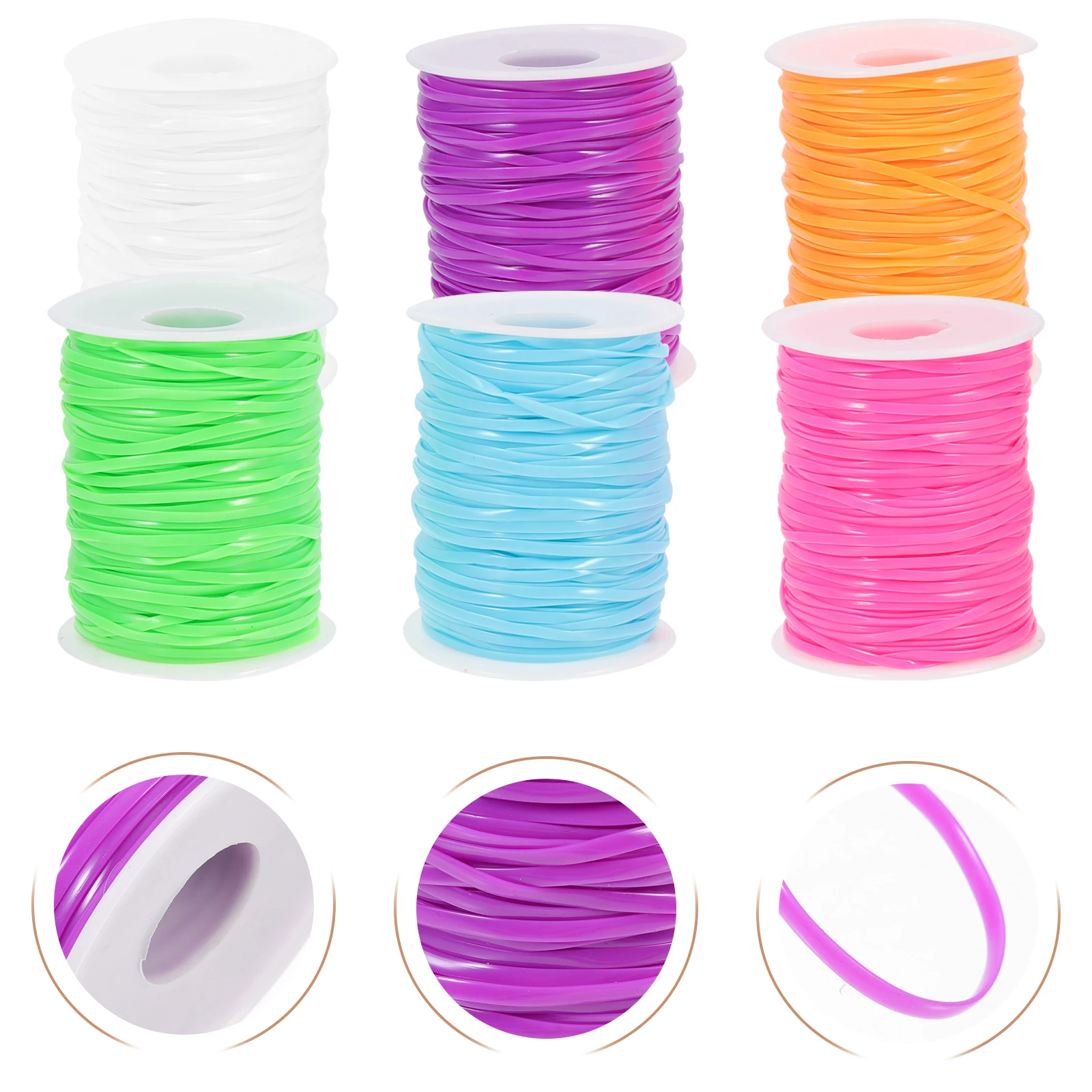 

6 Rolls Braided Flap DIY Lanyard Gift Craft Portable Lacing Cord PVC Bracelet Weaving Material Lanyards