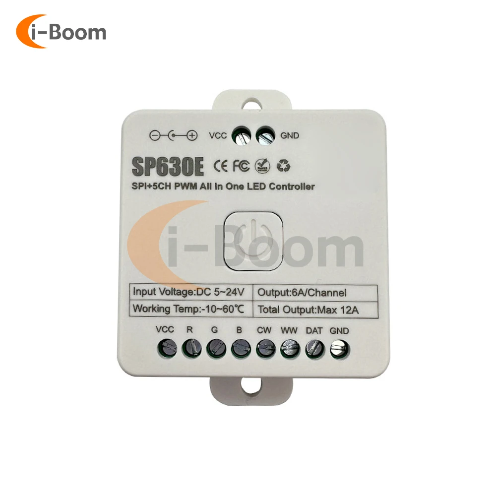 

SP630E 5 in 1 LED Light Controller 5CH PWM SPI Pixels Strip WS2811 WS2812B SK6812 COB 5050 RGB RGBW CCT Music BT DC5-24V