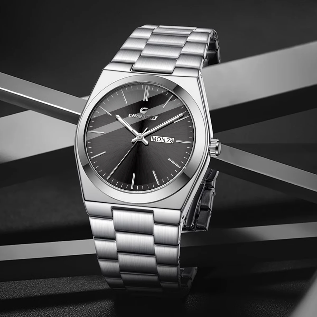 

CHAXIGO 7553 Luxury Fashion Steel Strip Quartz Men's Watch Waterproof Calendar Watches for Men Relojes Para Hombres Reloj Hombre