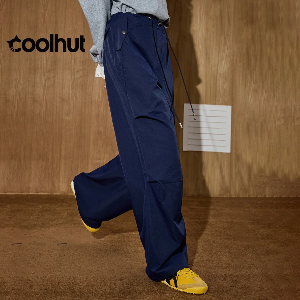 Coolhut 2025 calças curvas para mulheres americanas streetwear cordão jogger pant perna larga ajuste reto casual utilitário outono