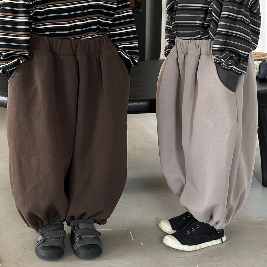 

2025 Autumn New Kids Knitted Harem Pants Loose Elastic Sweatpants Ankle Pants for Boys Girls Baby Toddler 1-8Years Trousers