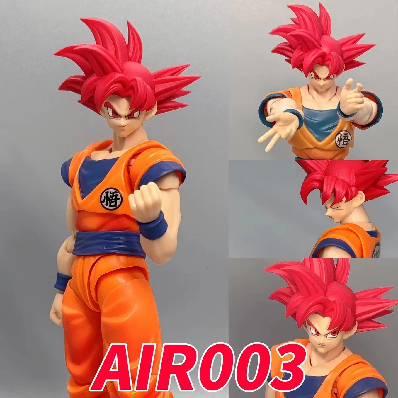 

Dragon Ball Shf Red God Breath Goku Head Accessories Super Saiyan God Son Goku Custom Heads Kit Accessories Figures