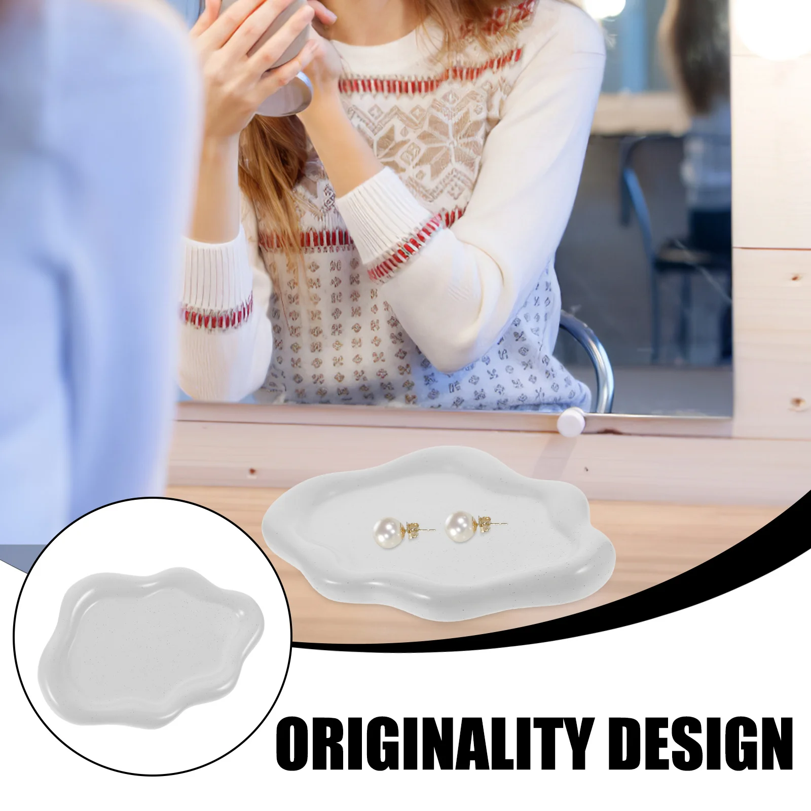 

Cloud Shaped Ceramic Jewelry Tray Irregular Design Trinket Dish for Ring Holder Organizer Storage Plate Home Decorative Table