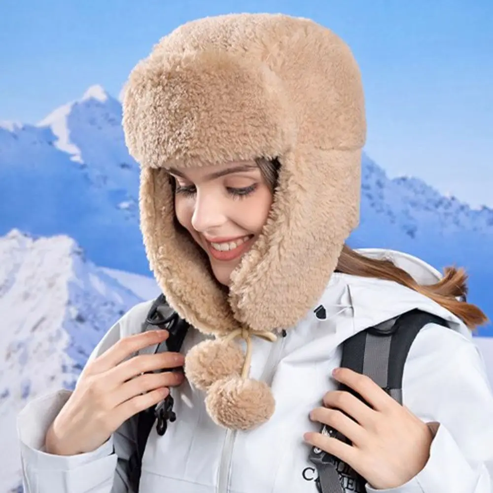 

Fashion Windproof Women Lei Feng Hat Thickened Warm Winter Cycling Warm Hat Ear Protection Face Cover Ski Pullover Cap Outdoor