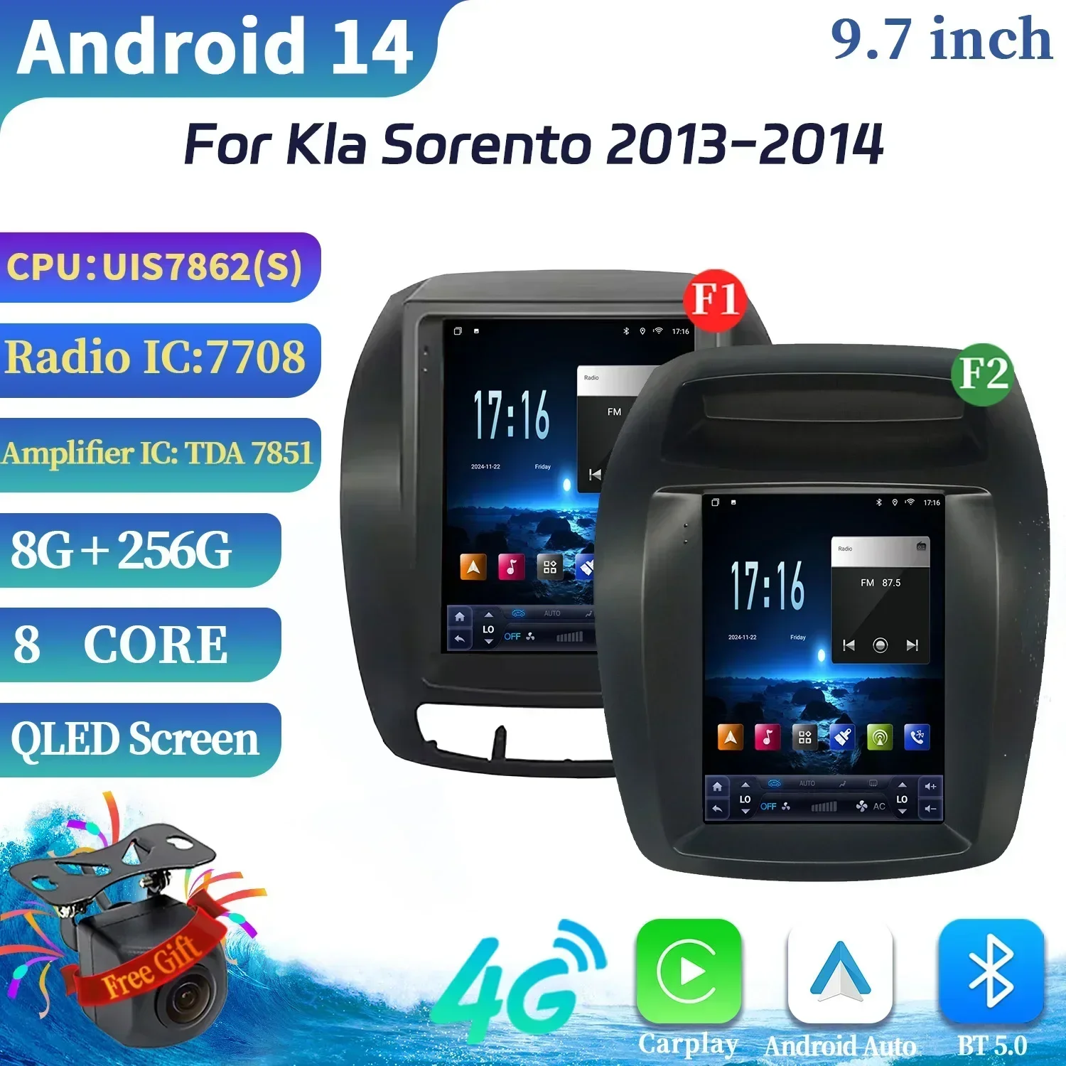 9.7inch Android 14 For Kla Sorento 2013-2014 2014 2015 2016- 2021 Monitor Screen Multimedia Autoradio Navigation Stereo Radio 4G