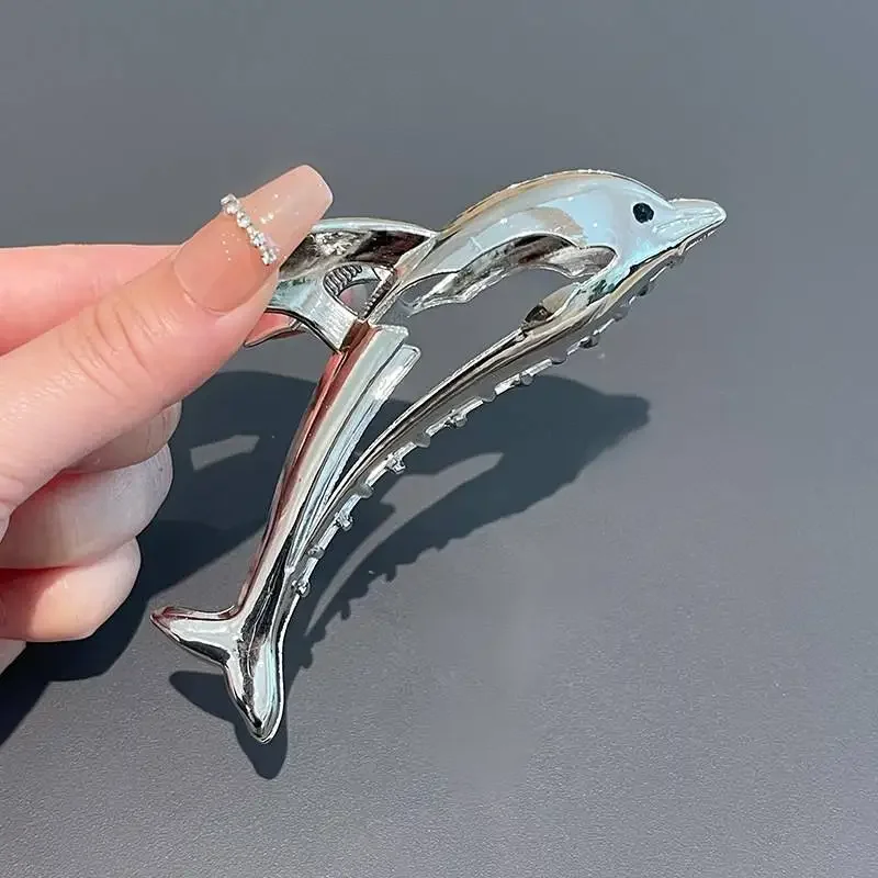 Lovable Delphinus Delphis Metal Grasp The Clip Woman Hairpin The Back Side of Head Disc Hair Grasp The Clip Shark Clip Specific