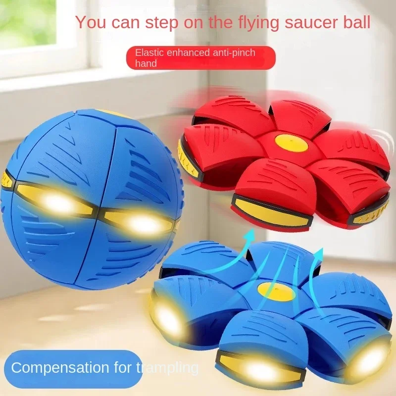 2024 Frisbee Ball Elastic Stepping Ball Magic Transformation Ball Release Ball Decompression Glow Children's Toy Jump Ball