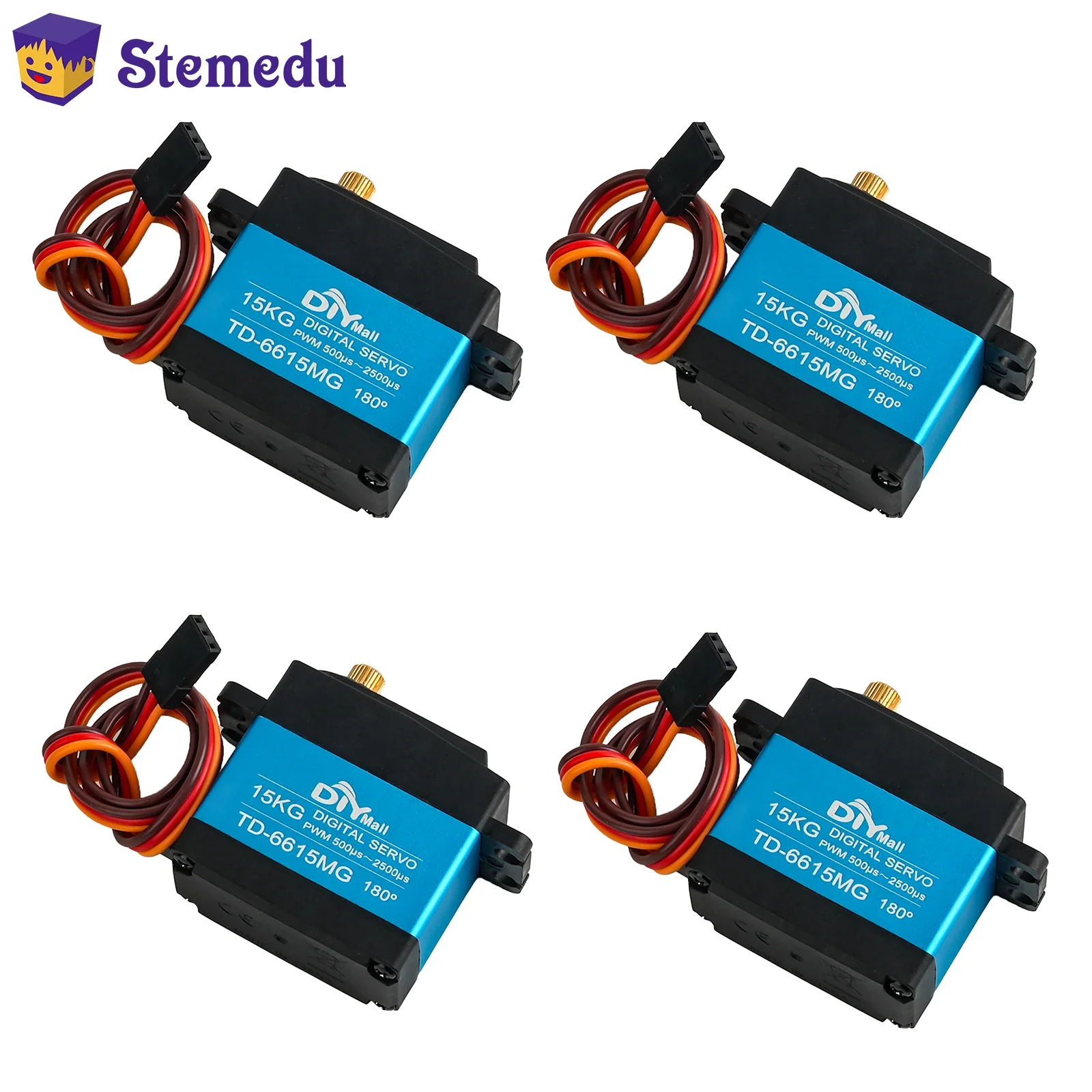 

4 Sets 15kg Standard Digital Servo Waterproof Motor PWM Steering Metal Gear Large Torque Power RC Car 1:8 1:10 Robotic Arm Plane