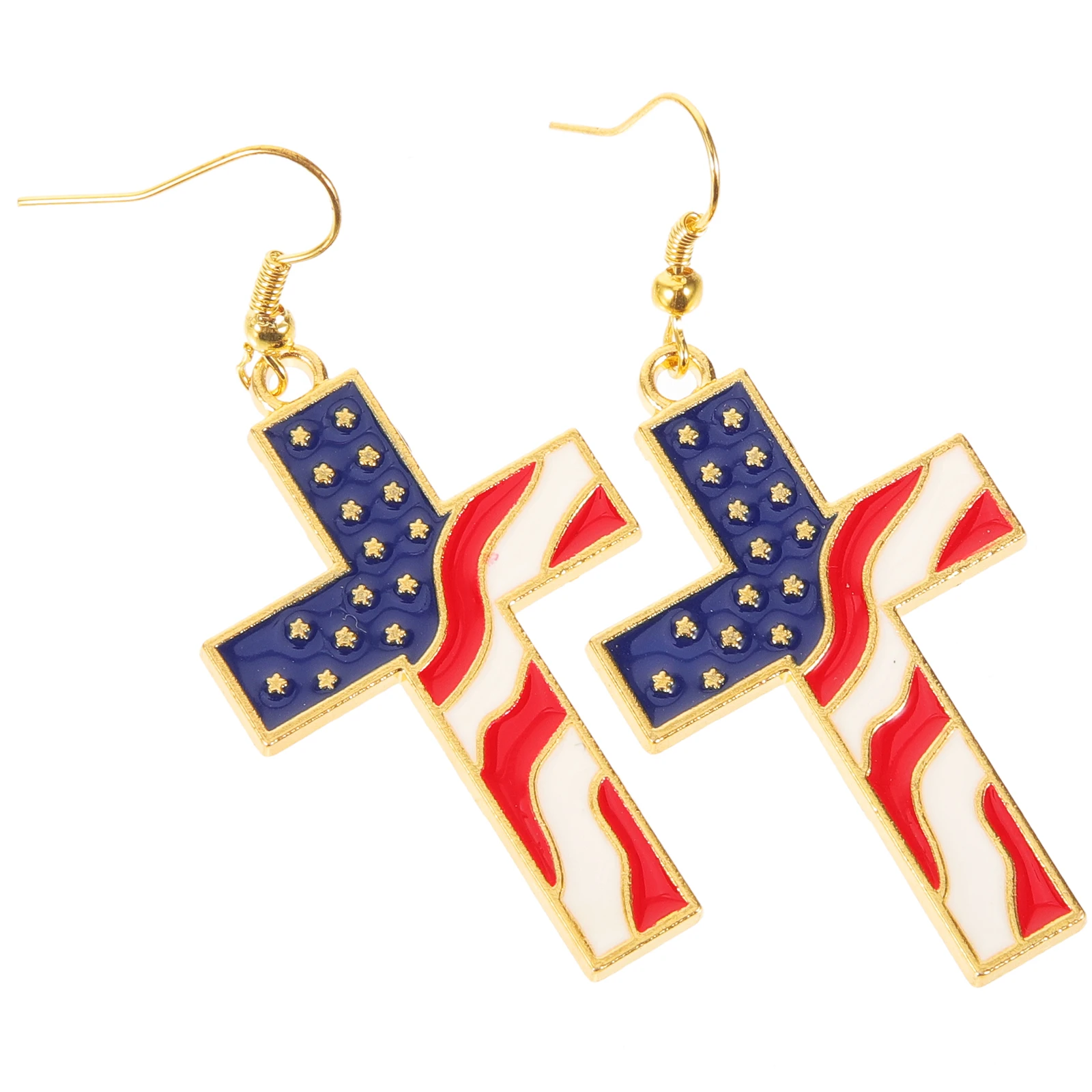 

1 Pair Cross Earrings Crucifix Pendant Lady Earrings Fashion Jewelry Independence Day Party Ear Decor