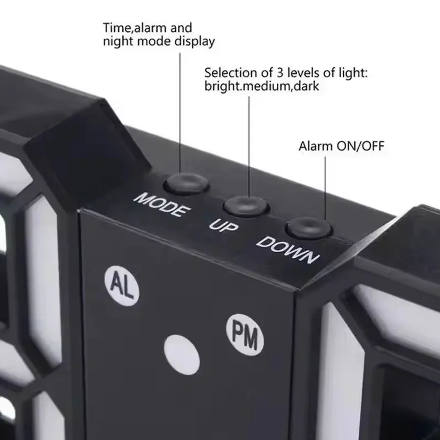 LED Time Display Wall Mounted Screen RGB Desktop Decoration 3D Stereoscopic Digital Light Alarm Clock/Date/Temperature Lamp