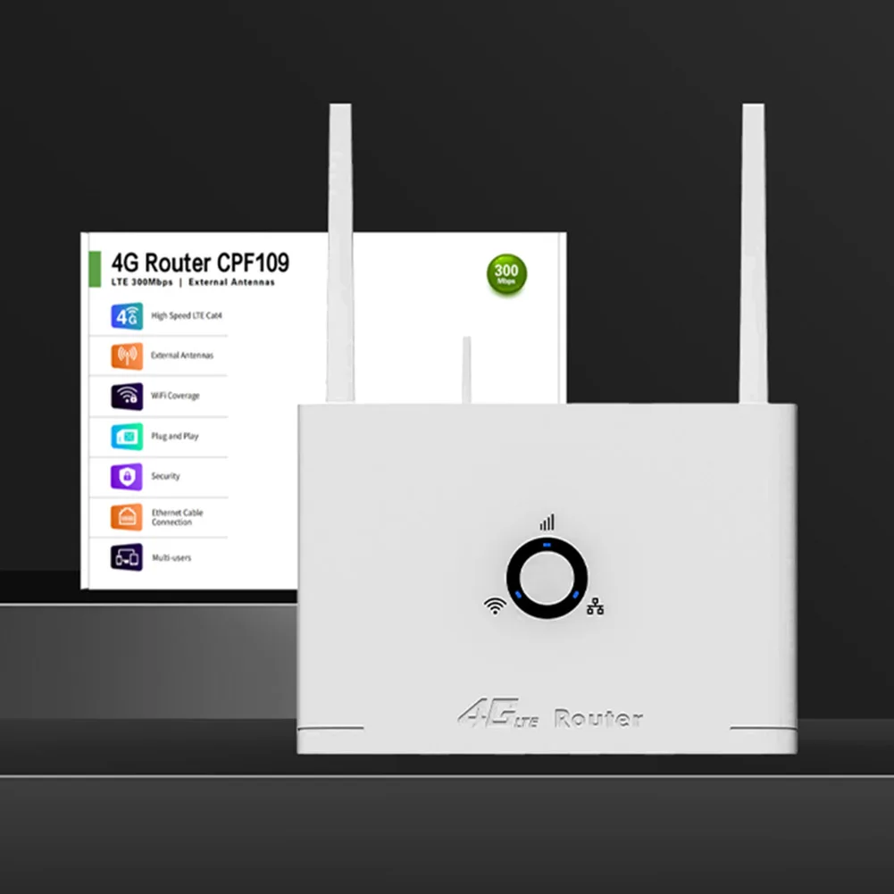 4G LTE CPE Wireless Router with Sim Card Slot 300Mbps Wireless WiFi Hotspot LAN External Antenna Internet Connection Wifi Router