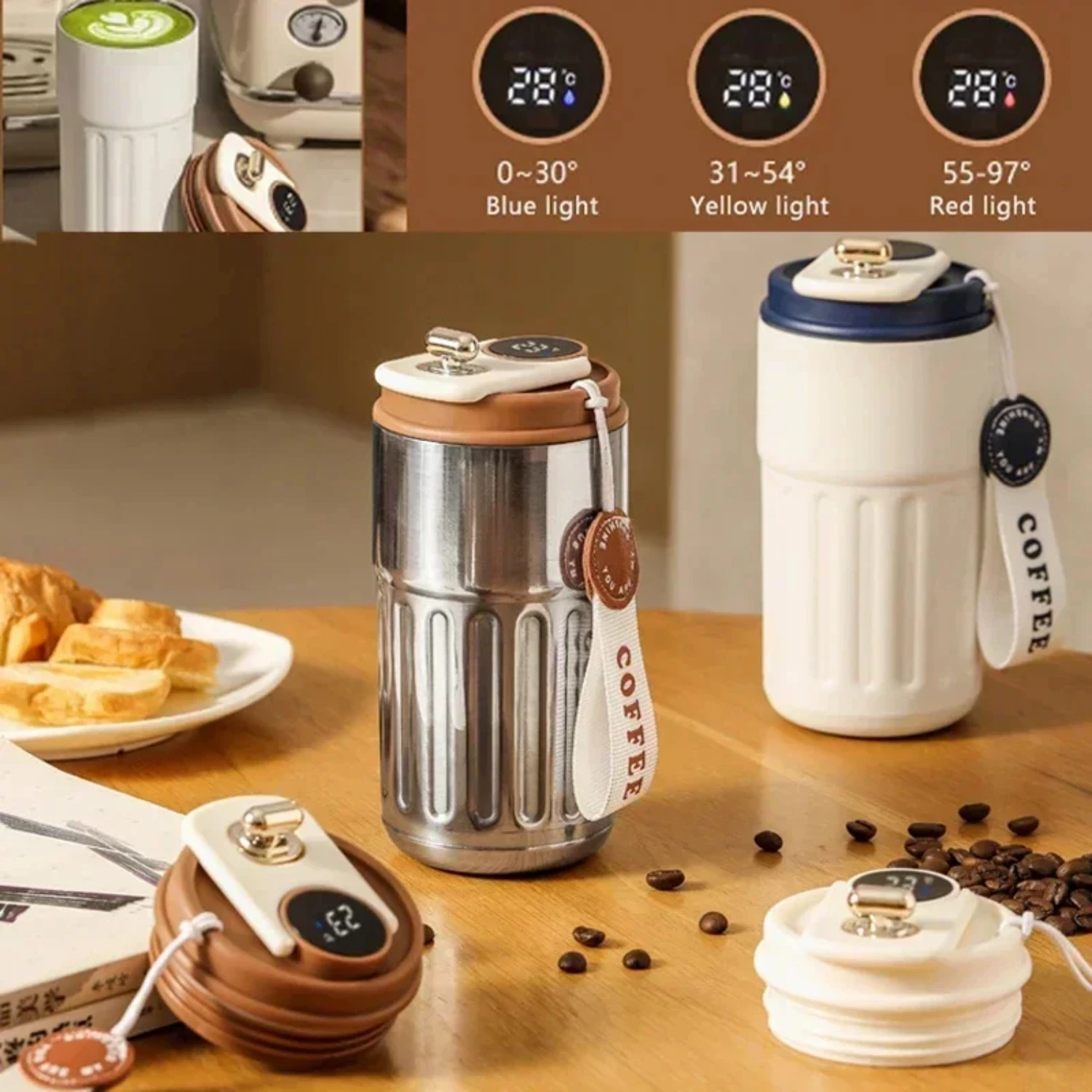 Smart Thermos Bottle LED Temperature Display Coffee Cup 316 Stainless Steel Tumbler Mug Portable Vacuum Flasks Thermoses