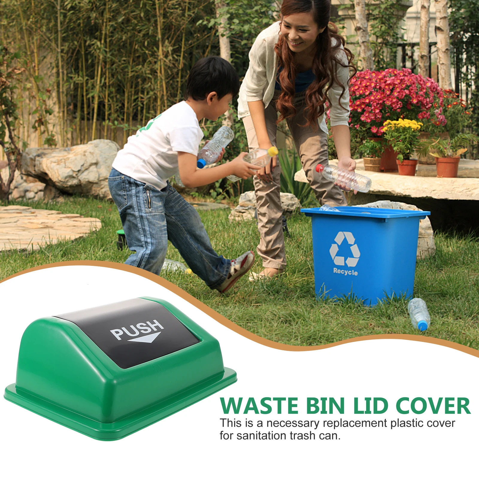 

Trash Can Rocking Lid Bucket Outdoor Cover Small Indoor Garbage with Bin Office