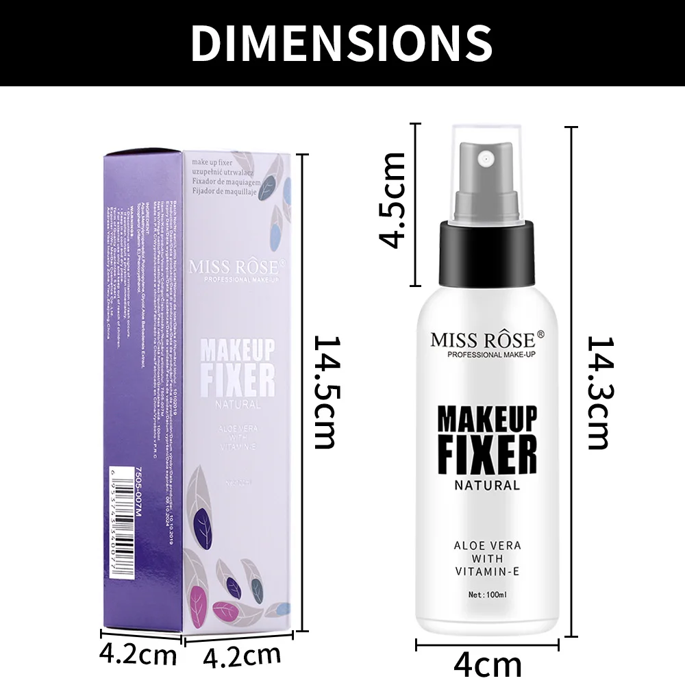 MISS ROSE-Spray fixateur de maquillage multi-tâches, hydratant, reétiquettes, bouteille conviviale rée de gratitude, spray fixateur de maquillage transparent