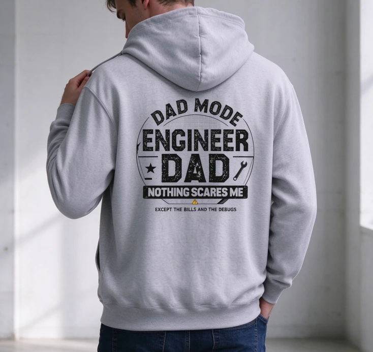 Engineer Dad Hoodie Dad Mode Green Back Print Pullover Engineering Humor Funny Casual Streetwear Top Gift for Men Engineer Dads