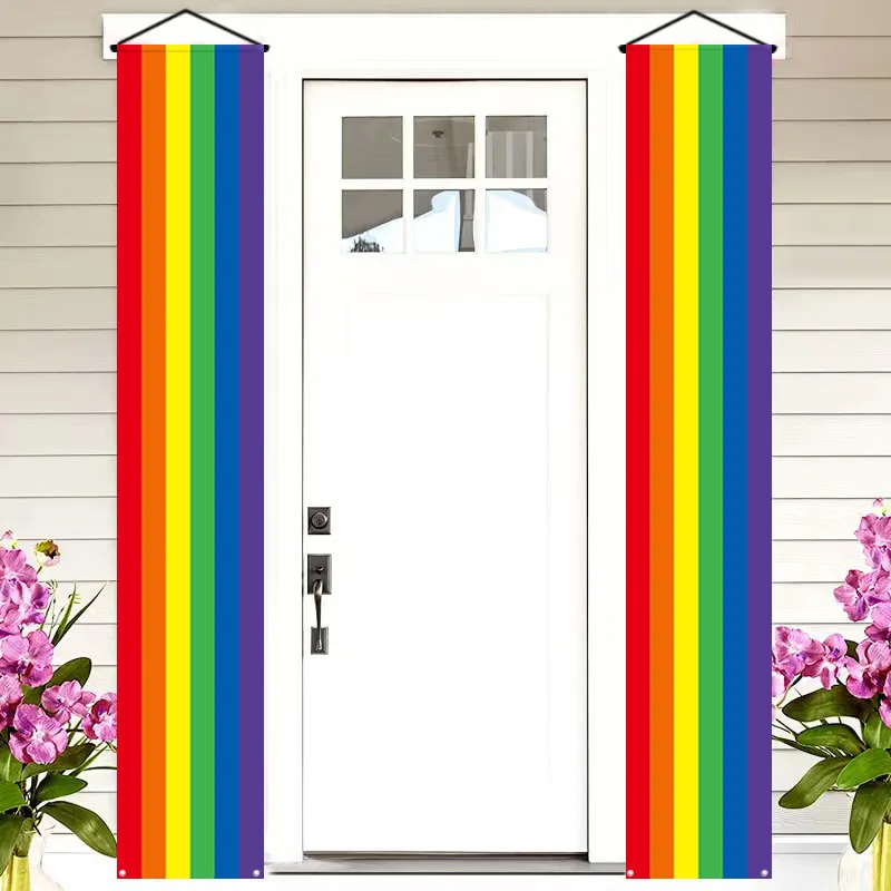 LGBT Pride Rainbow Love Be Proud Decorations Outside Banner For Door Couplet Hanging Large Front Porch Sign Wall Decor