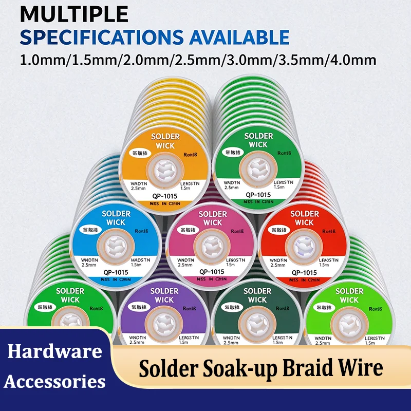Width 1/1.5/2/2.5/3/3.5/4mm With Flux Desoldering Braid Solder Wick High Purity Copper for Electronics PCB BGA Solder Removal