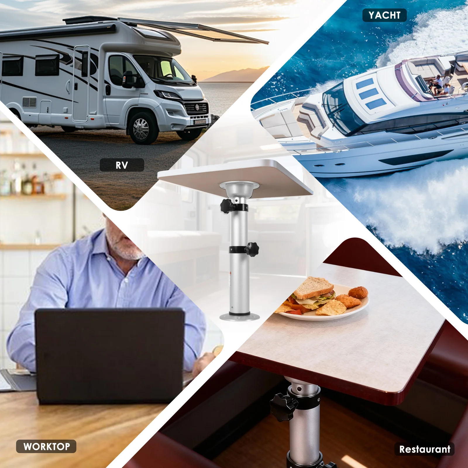 

3-Level Pneumatic Table Leg Base Air-Powered Table Stand Bracket Telescopic RV Table Pedestal Stand Leg for RVs Boats and Yachts