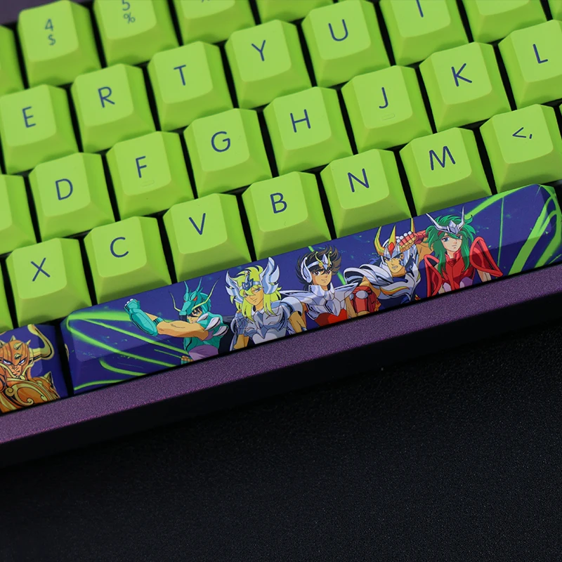 1 Set PBT Dye Subbed Keycaps Two Dimensional Cartoon Anime Key Caps Cherry Profile Keycap For Saint Seiya Legend of Sanctuary