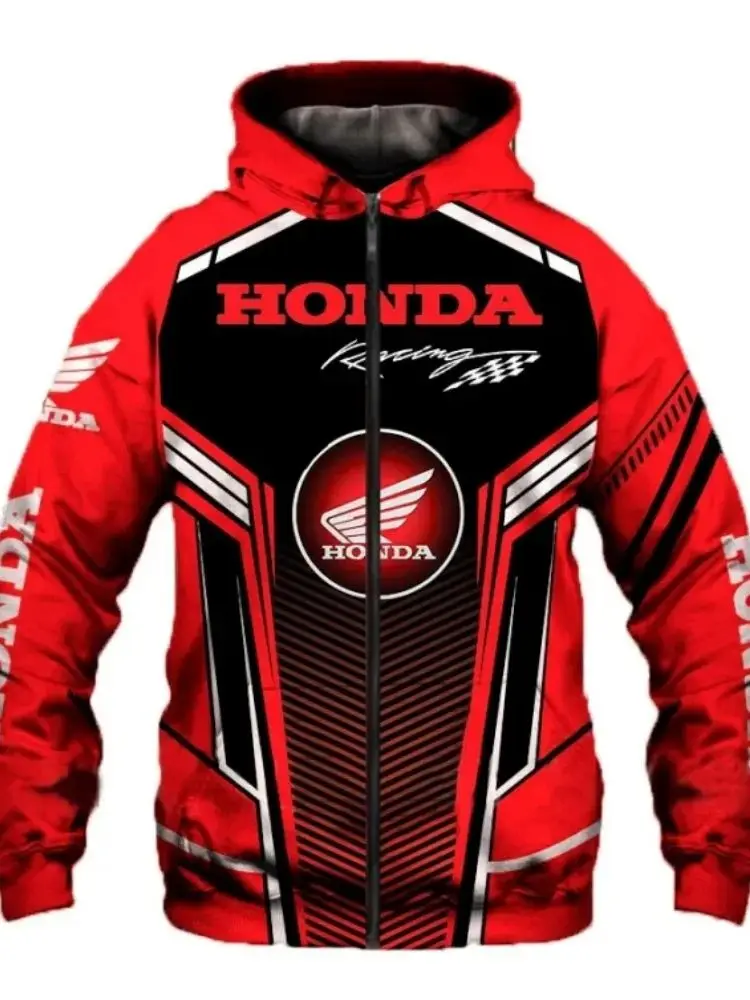 Manteau à capuche avec Logo Honda pour hommes, imprimé en 3D, tendance, décontracté, de rue, ample, fermeture éclair, à la mode, nouvelle collection printemps et automne 2026