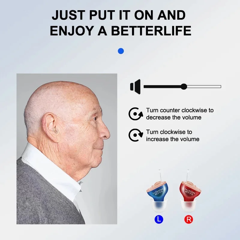 Hearing Aids for Deafness Elderly Adjustable Micro Wireless Invisible Hearing Aid Sound Amplifier Noise Cancelling Audifonos