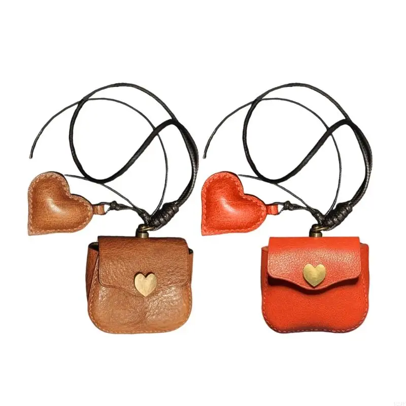 

U2JF Practical Money Keyring Small Purse Pendant Leather Texture for Key