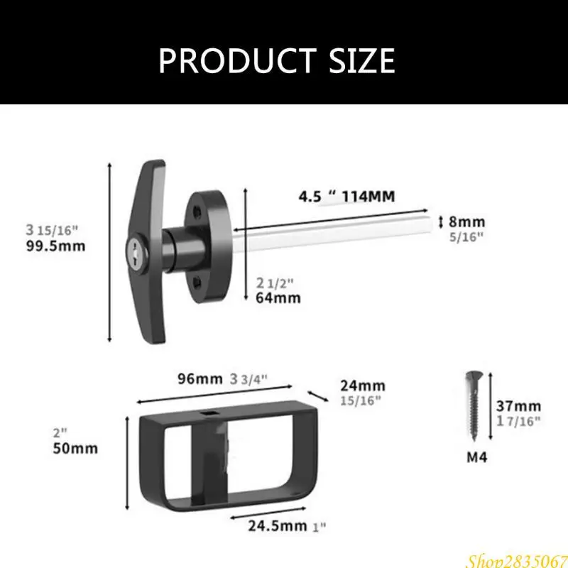 مجموعة قفل بمقبض طويل مع جذع ومفاتيح وقفل مقبض أسود شديد التحمل ومفاتيح قفل أمان للهياكل المختلفة 831F #6