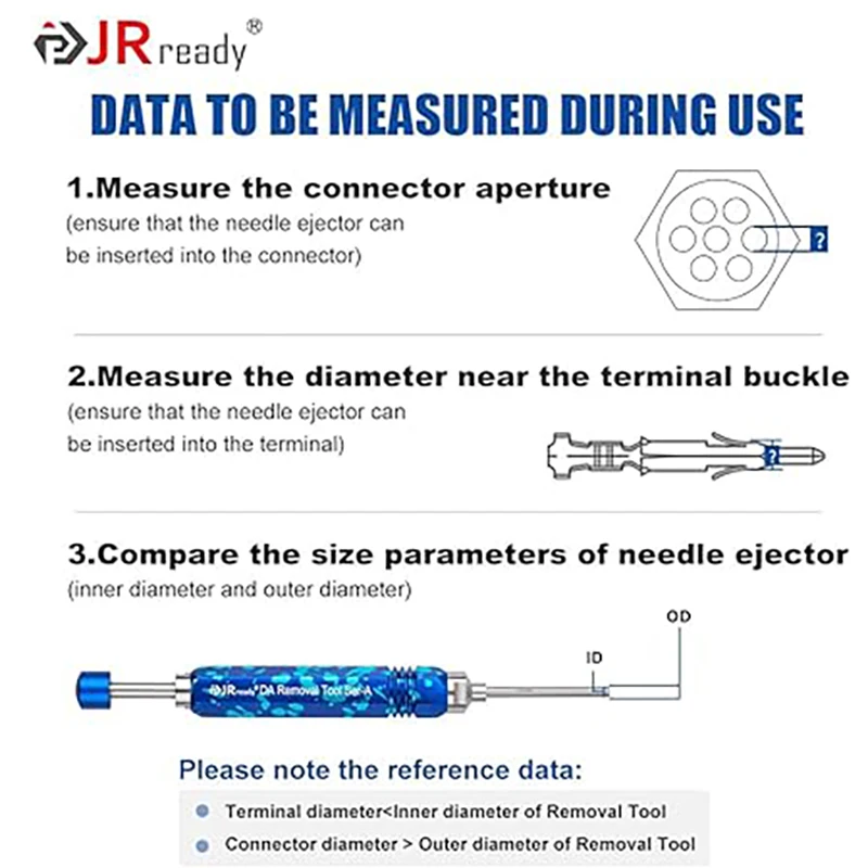 JRready ST5289 9PCS Tube Type Ejector Rod Contact Extraction Tool Set for AMP 4.2/6.35/2.13/CPC Series Pin and Socket Connectors