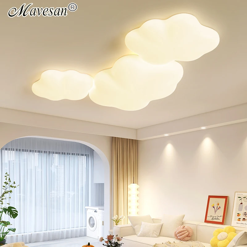 New Modern Living room Ceiling Light Cream Art Chandelier Creative Ccloud Bedroom Lamp Simple Kid's Room LED Light Home Decor