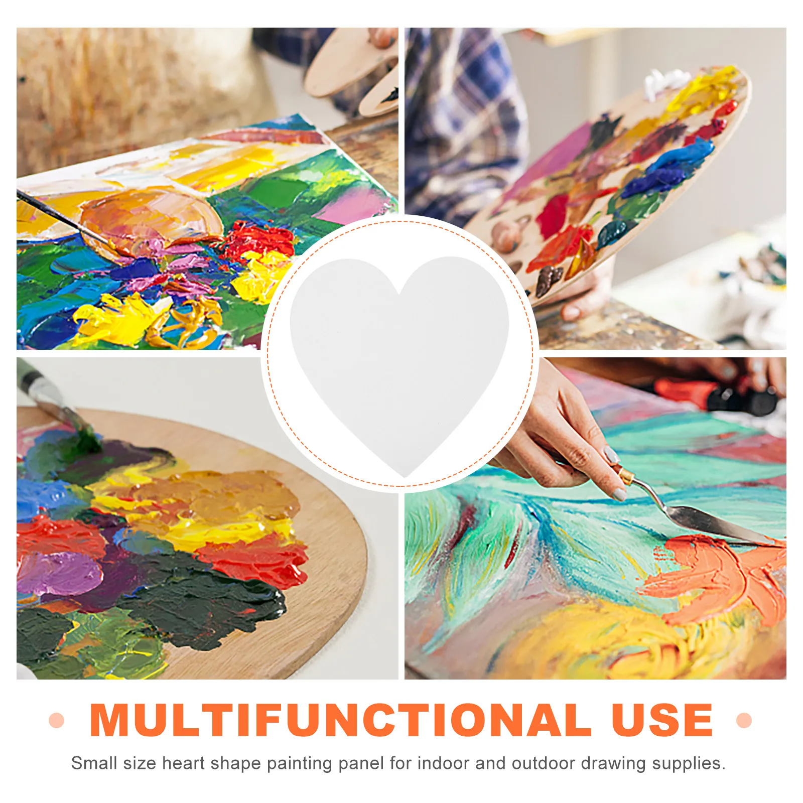 5Pcs Heart Shape Thickened DIY Canvas Panels Pure Cotton Artist Painting Boards for Oil Acrylic Tempera Indoor Outdoor Sketching