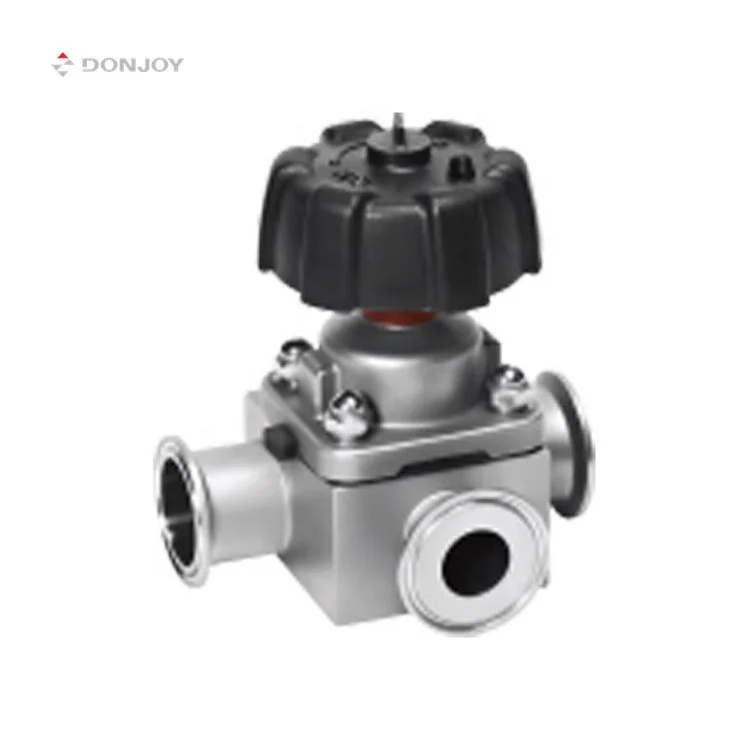 sanitary food grade ss316l block  forged body 3 way  T  type EPDM PTFE  diaphragm valve for pharmacy