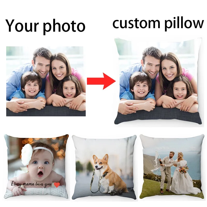 

1Pc Custom Cushion Cover DIY Customized Throw Pillow Home Decorative Square Wedding Pet Baby Print Pillowcase DropShipping