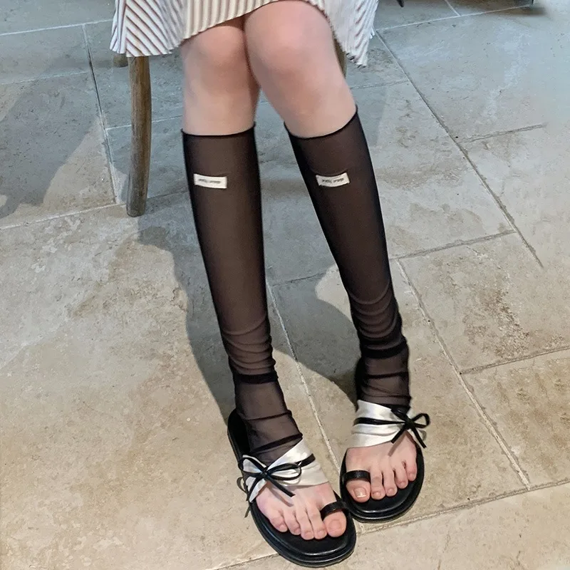 Sexy Damen-Overknee-Strümpfe aus transparentem Netzstoff mit Patch-Detail und Raffung, lange Socken für Frauen, Y2K Streetwear, ideal für ein süßes Date.