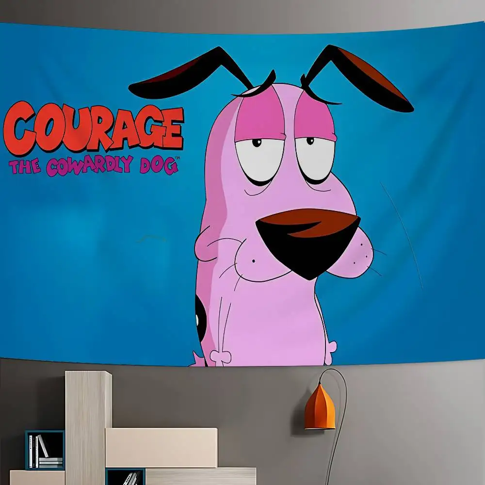 Cartoon C-Courage C-Cowardly Dog Hippie Wall Hanging Tapestries Bohemian Wall Tapestries Mandala INS Home Decor