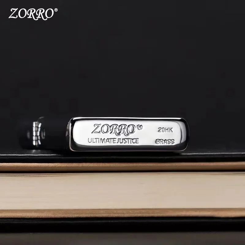 New Original ZORRO Kerosene Lighter Retro Creative Pure Copper Shell Windproof Brass Cigarette Gasoline Engine Smoking Gift Box