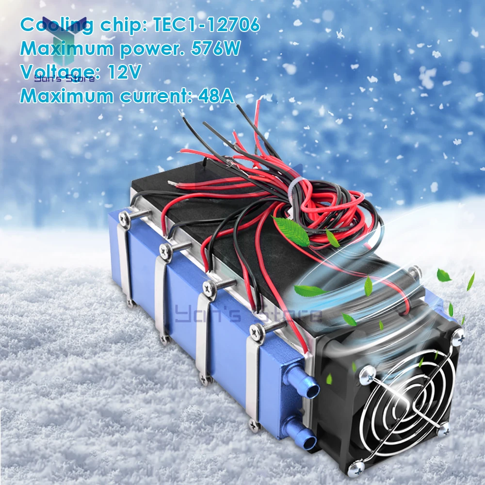 12V 576W 8 Chip Semiconductor Thermoelectric Cooler Peltier Electronic Cooling Radiator Air Conditioner Refrigerator cooler