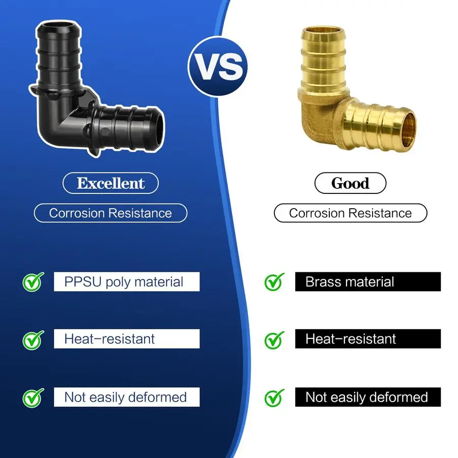 2 Fitting Poly PPSU Barb Crimp PEX, 90pcs Combo Fitting PEX, 30pcs Masing-masing Elbow Tee Straight Coupling, Tanpa Timbal 90pcs, 1 2 Combo