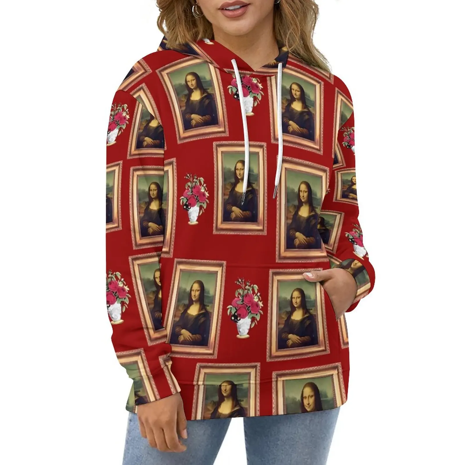 Mona Lisa Frame Hoodies Famous Painting Street Fashion Casual Hoodie Long Sleeve Trendy Design Hooded Sweatshirts Birthday Gift